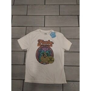 Furby Never Sleeps Graphic T Shirt Large White‎ Short Sleeve Licensed Apparel